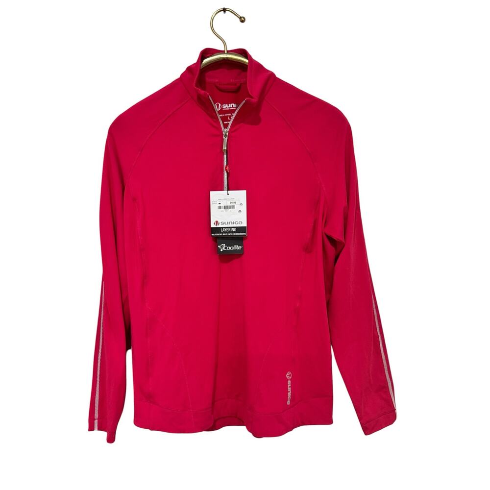 NWT! Sunice Anna Pink Layers 1/4 Zip Pullover Jacket Golf Lg